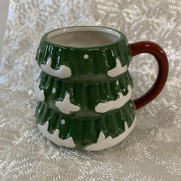 Pine Tree Mug Cup Ceramic Snow Christmas Holiday Coffee Tea Cocoa 3D Shaped Gift - Picture 1 of 12